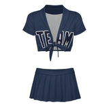 Custom Blue Navy Cheerleading Uniform Set