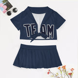 Custom Blue Navy Cheerleading Uniform Set