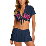 Custom Blue Pink Cheerleading Uniform Set