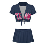 Custom Blue Pink Cheerleading Uniform Set