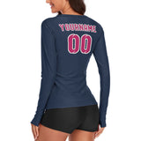 Custom Blue Pink Women's Long-Sleeve Shirt