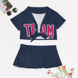 Custom Blue Pink Cheerleading Uniform Set