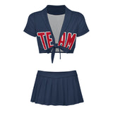 Custom Blue Red Cheerleading Uniform Set