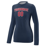 Custom Blue Red Women's Long-Sleeve Shirt