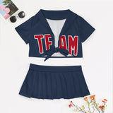 Custom Blue Red Cheerleading Uniform Set