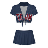Custom Blue Crimson Red Cheerleading Uniform Set