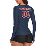 Custom Blue Crimson Red Women's Long-Sleeve Shirt