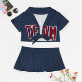 Custom Blue Crimson Red Cheerleading Uniform Set