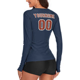 Custom Blue Coral Red Women's Long-Sleeve Shirt