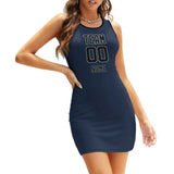Custom Blue Black Sleeveless Vest Dress