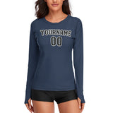 Custom Blue Black Women's Long-Sleeve Shirt