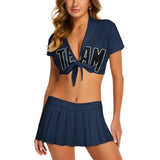 Custom Blue Black Cheerleading Uniform Set