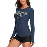 Custom Blue Black Women's Long-Sleeve Shirt