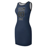 Custom Blue Black Sleeveless Vest Dress