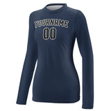 Custom Blue Black Women's Long-Sleeve Shirt
