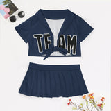 Custom Blue Black Cheerleading Uniform Set