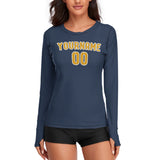 Custom Blue Yellow Women's Long-Sleeve Shirt
