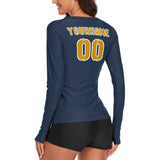 Custom Blue Yellow Women's Long-Sleeve Shirt