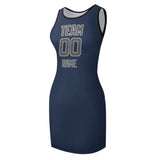 Custom Blue Dark Grey Sleeveless Vest Dress