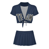 Custom Blue Dark Grey Cheerleading Uniform Set