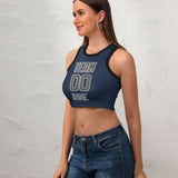 Custom Blue Dark Grey Sleeveless Tank Top