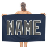 Custom Blue Dark Grey Beach Towel