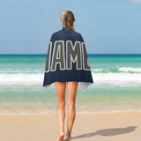 Custom Blue Dark Grey Beach Towel