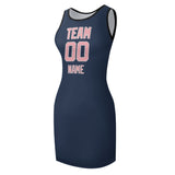 Custom Blue Light Pink Sleeveless Vest Dress