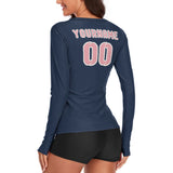 Custom Blue Light Pink Women's Long-Sleeve Shirt