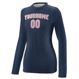 Custom Blue Light Pink Women's Long-Sleeve Shirt