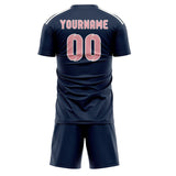 Custom Blue Light Pink Soccer Jersey