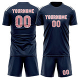 Custom Blue Light Pink Soccer Jersey