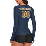 Custom Blue Khaki Women's Long-Sleeve Shirt