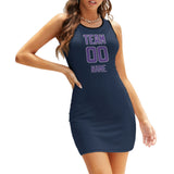 Custom Blue Light Purple Sleeveless Vest Dress