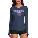Custom Blue Light Purple Women's Long-Sleeve Shirt