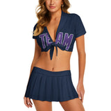 Custom Blue Light Purple Cheerleading Uniform Set