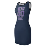 Custom Blue Light Purple Sleeveless Vest Dress