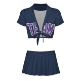 Custom Blue Light Purple Cheerleading Uniform Set