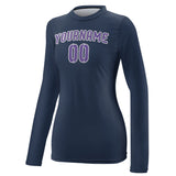 Custom Blue Light Purple Women's Long-Sleeve Shirt