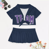 Custom Blue Light Purple Cheerleading Uniform Set