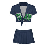 Custom Blue Emerald Green Cheerleading Uniform Set