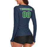Custom Blue Emerald Green Women's Long-Sleeve Shirt