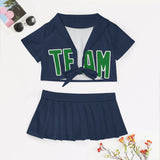 Custom Blue Emerald Green Cheerleading Uniform Set
