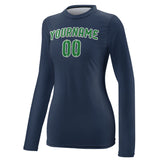 Custom Blue Emerald Green Women's Long-Sleeve Shirt