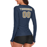 Custom Blue Light Khaki Women's Long-Sleeve Shirt