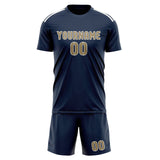 Custom Blue Light Khaki Soccer Jersey