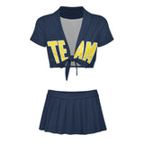 Custom Blue Light Yellow Cheerleading Uniform Set