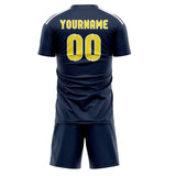 Custom Blue Light Yellow Soccer Jersey