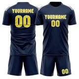 Custom Blue Light Yellow Soccer Jersey