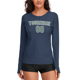 Custom Blue Blue Green Women's Long-Sleeve Shirt